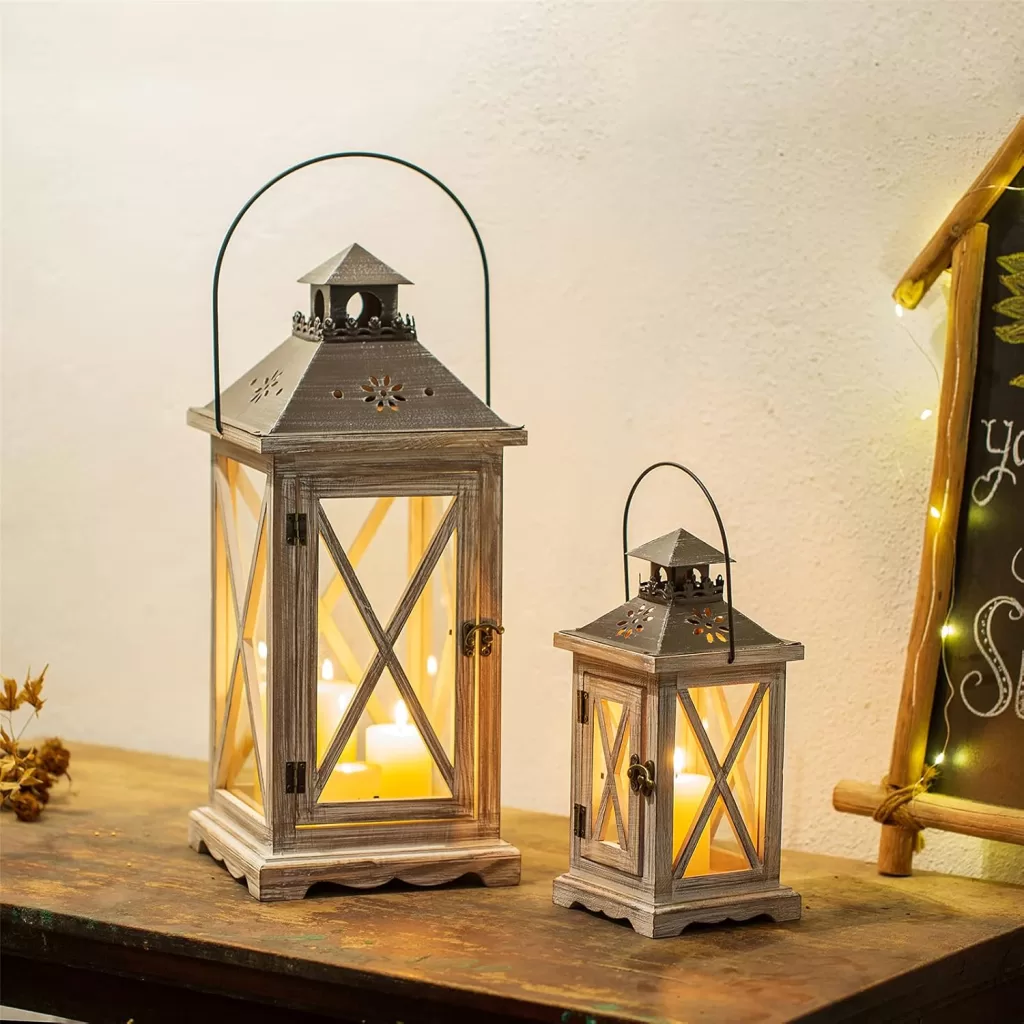 Vintage Distressed Wooden Decorative Lantern