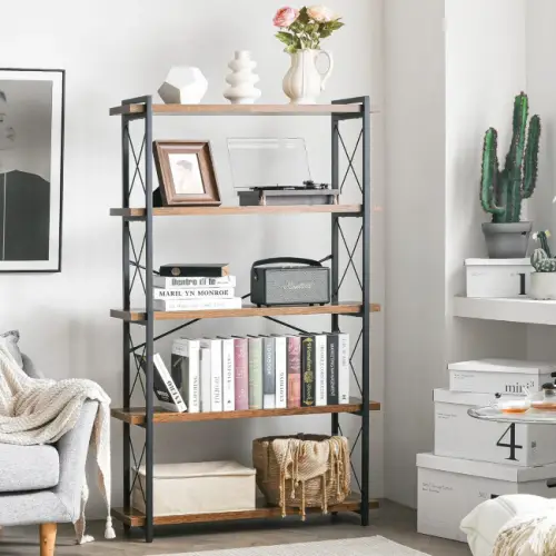 5 Tier Industrial Bookcase