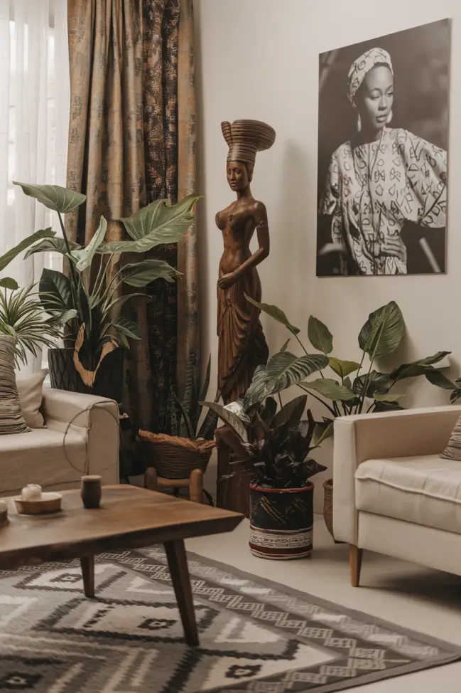 Afrocentric Living Room with plants