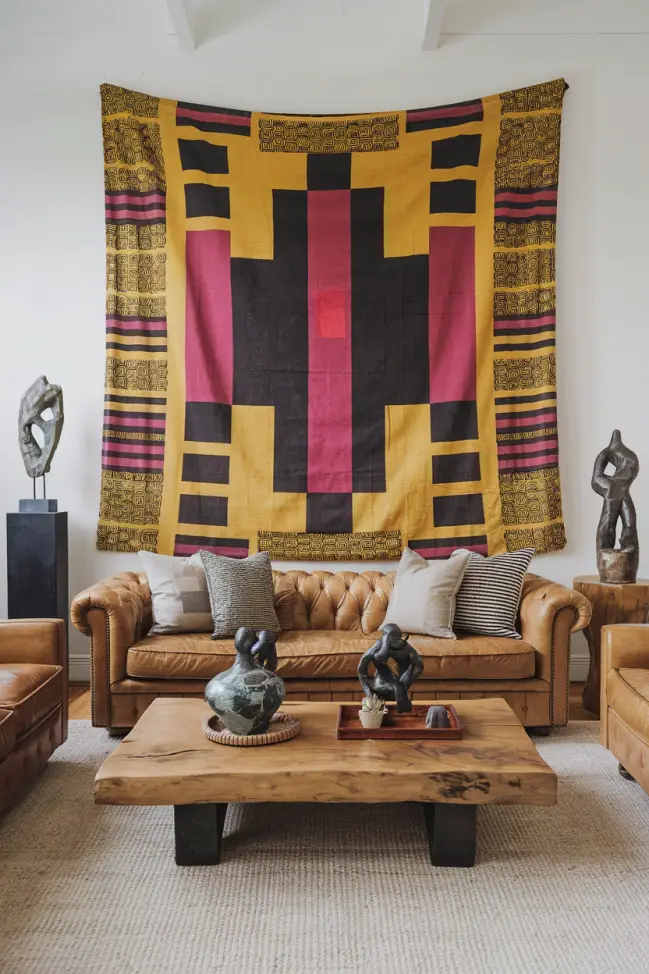 Afrocentric living room with a striking focal point