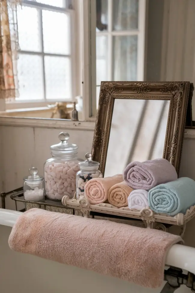 An assortment of vintage bathroom accessories