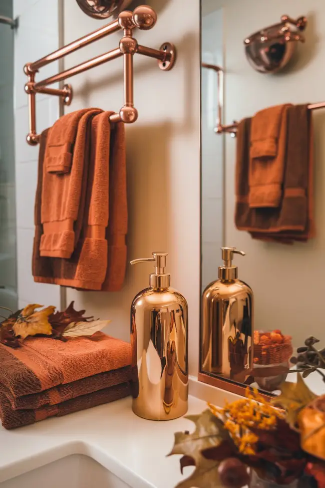 Bathroom with metallic accents