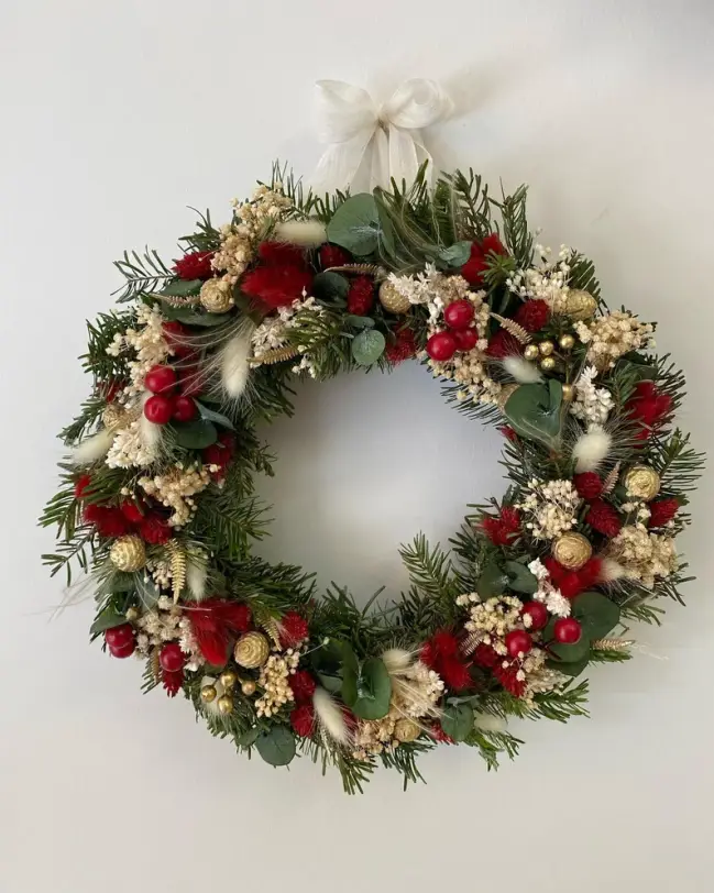 Christmas Front Door Wreath, Red Christmas Fireplace Decor