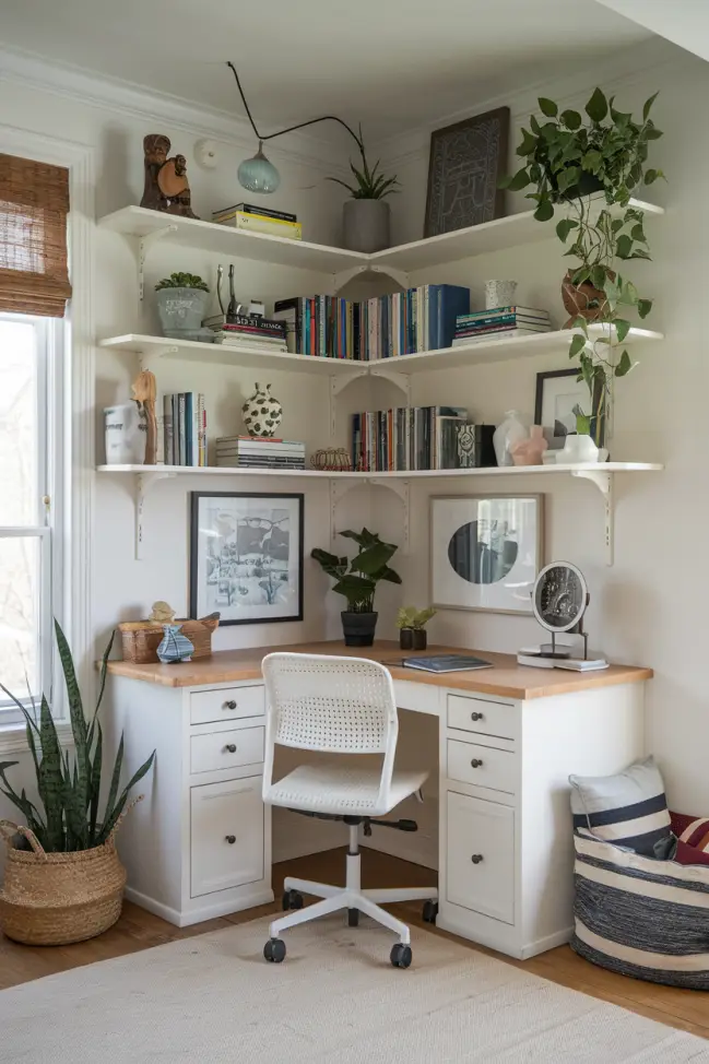 Corner Shelving in a Living Room