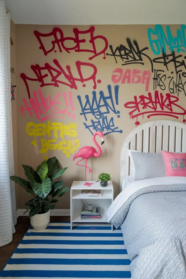 Graffiti Quotes and Tags in a Teen’s Bedroom