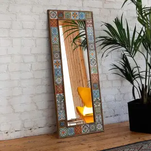 Handmade Ethnic Tile Ceramic Stone Large Pier Glass Mirror