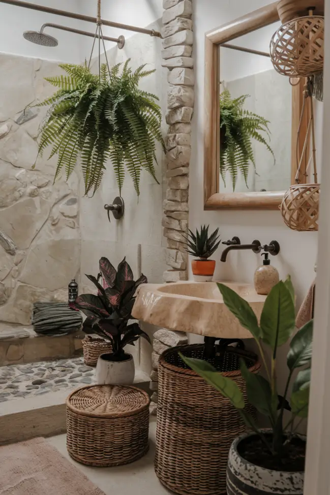 Natural Elements Boho Bathroom